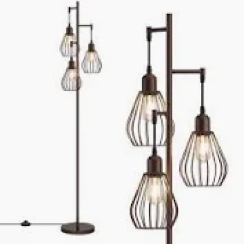 edishine 70'' dimmable industrial floor lamp, farmhouse standing lamps diamond-shaped lampshade, 3 l