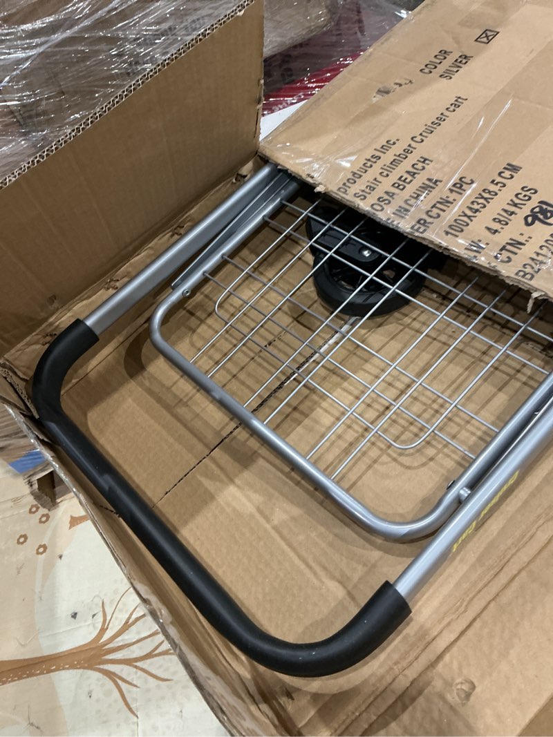 Condition photo showing Good Condition for dbest products stair climber cruiser cart shopping grocery rolling folding laundry basket on wheels foldable utility trolley compact lightweight collapsible, silver stair climber silver