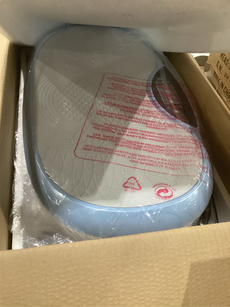 Condition photo showing New/Like New for merach vibration plate exercise machine, 4d whole body workout vibrating platform for lymphatic drainage weight loss muscle activation, home fitness equipment with bluetooth light pull cord light blue