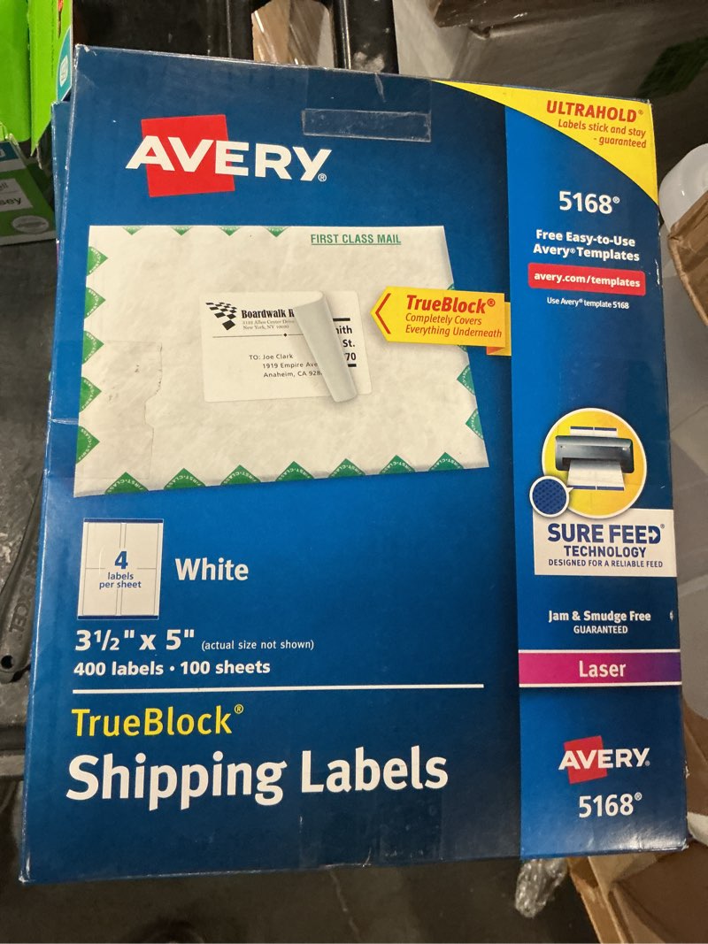 Condition photo showing New/Like New for avery trueblock shipping labels, laser, 3-1/2 x 5 inches, white, pack of 400