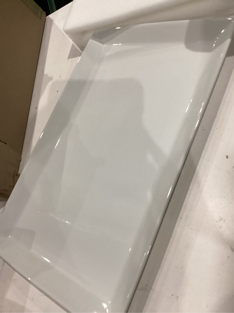 Condition photo showing Good Condition for serving platter, porcelain heavy-duty large serving tray, white rectangular plate for turkey, food, fruit, party, wedding, christmas, chip and scratch resistant brand: meideal