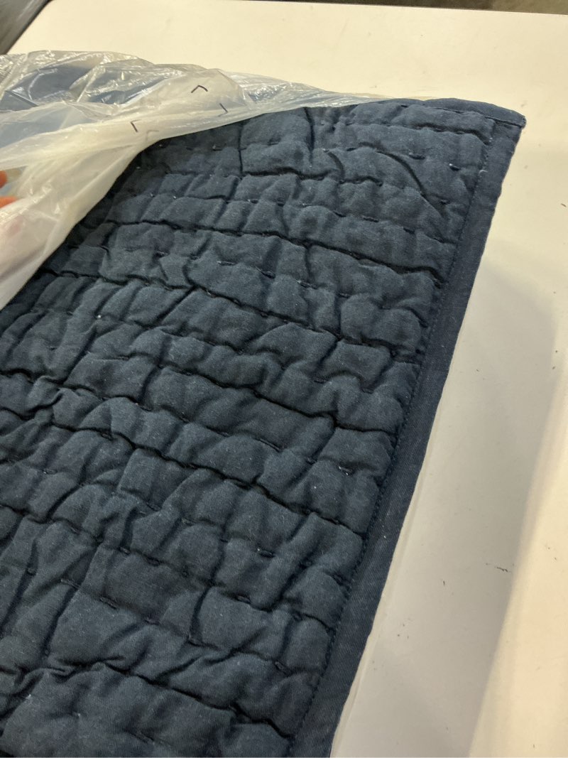 Condition photo showing Good Condition for european linen cotton stitch quilt set, king/cal king, navy