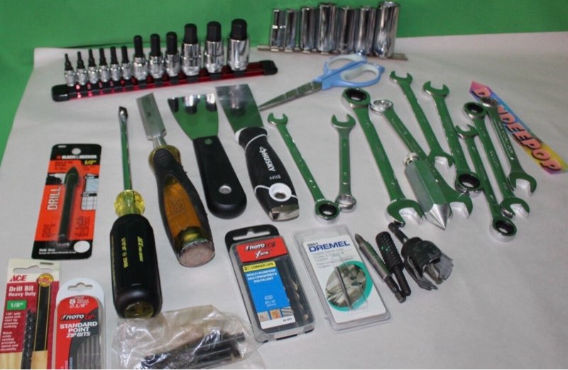 assorted tools and parts