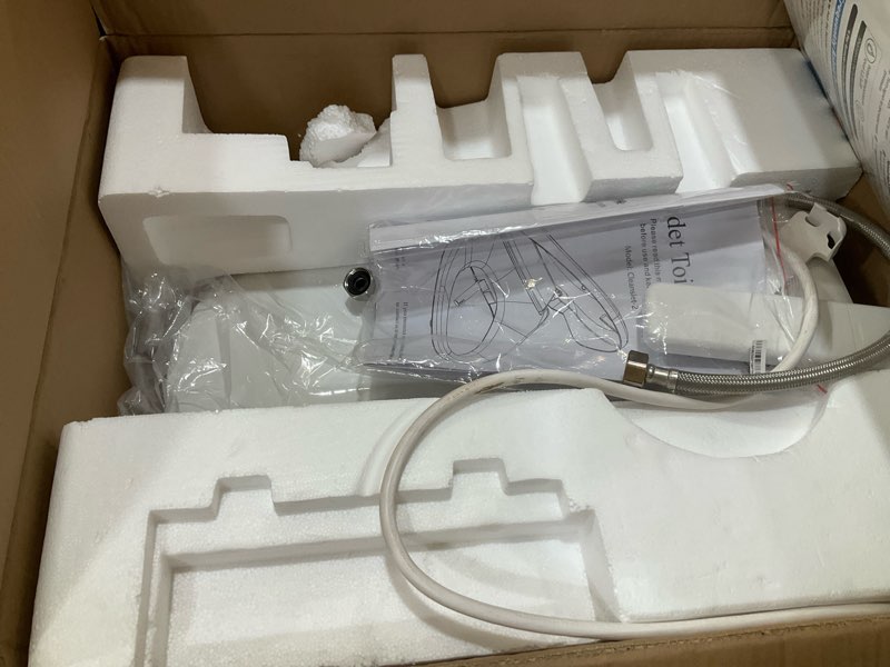 Condition photo showing New/Like New for electric bidet toilet seat, heated toilet seat elongated with instant warm water & dryer, feminine & front rear wash, wireless remote, self-clean nozzle, slow close lid, upgraded silent eco child mode