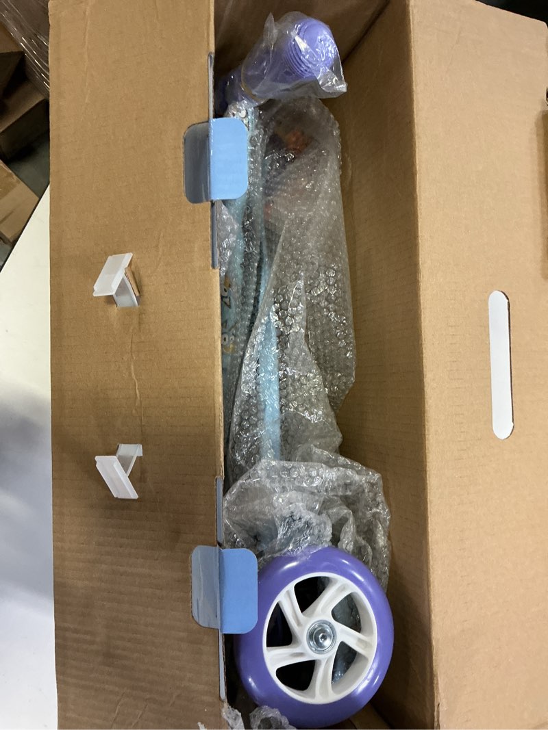 Condition photo showing Good Condition for Self Balancing Kick Scooter with Light Up Wheels, Extra Wide Deck, 3 Wheel Platform, Foot Activated Brake, 75 lbs Limit, Kids & Toddlers Girls or Boys, for Ages 3 and Up Bluey