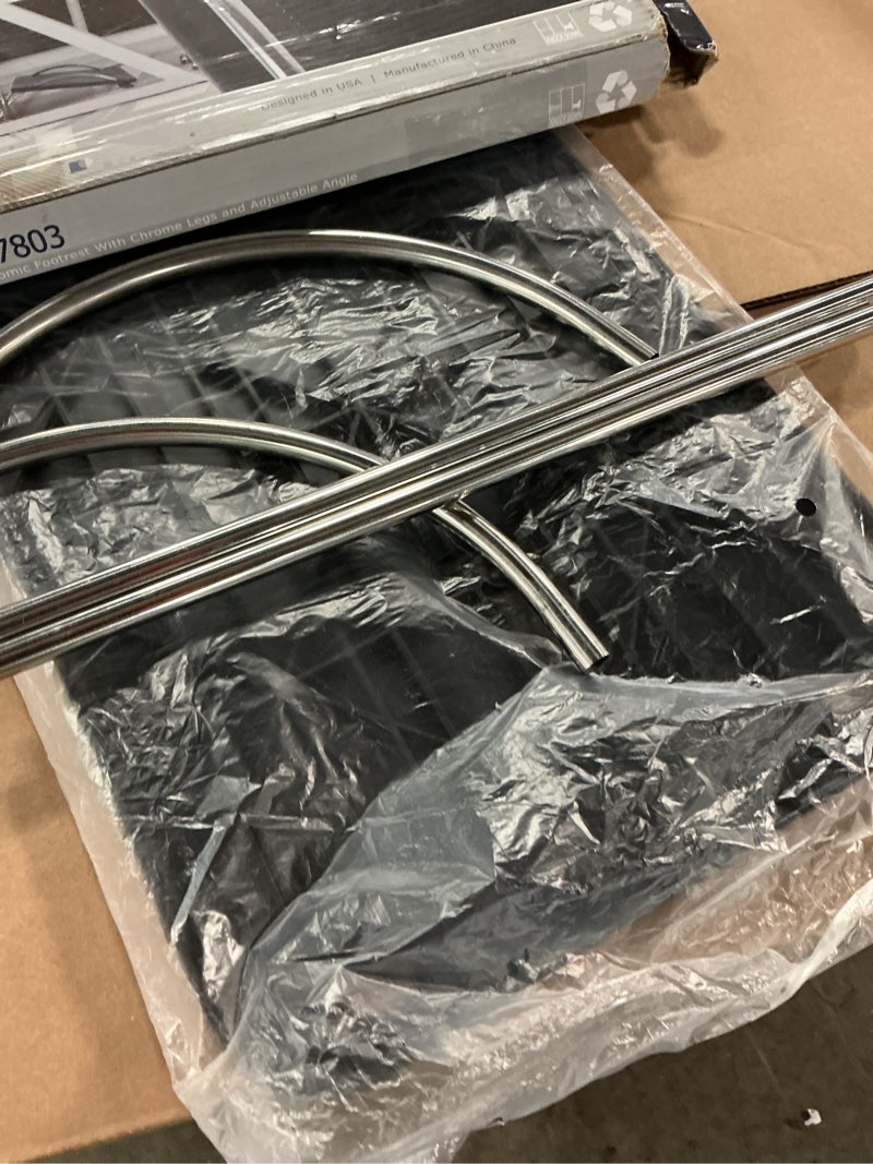 Condition photo showing As Is for apex footrest mount-it mi-7803 ergonomic footrest with chrome legs and adjustable angle (missing parts)