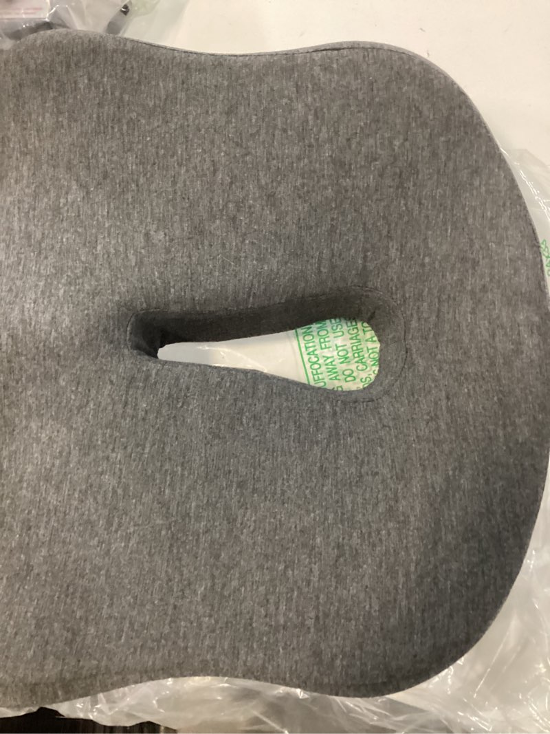 Condition photo showing Good Condition for memory foam seat chair cushion for relieves back sciatica pain tailbone pain coccyx degenerating disc orthopedic osteoarthritis prostate cushion low back pain cushion hip shaping (dark gray)