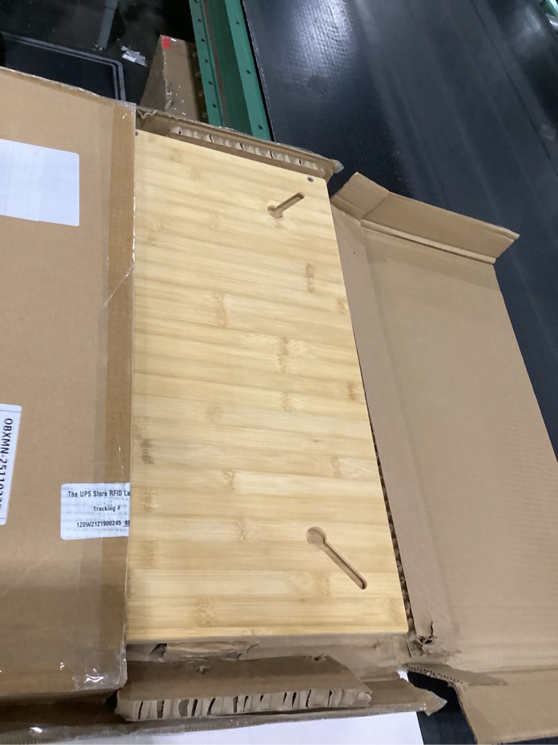 Condition photo showing New/Like New for 20 x 22 Inch Bamboo Cutting Board, Stovetop Cover and Over-the-Sink Board with Detachable Legs & Non-Slip Front Lip, Reversible Kitchen Counter Chopping Board Natural Bamboo Color - XL 20"L x 22"W