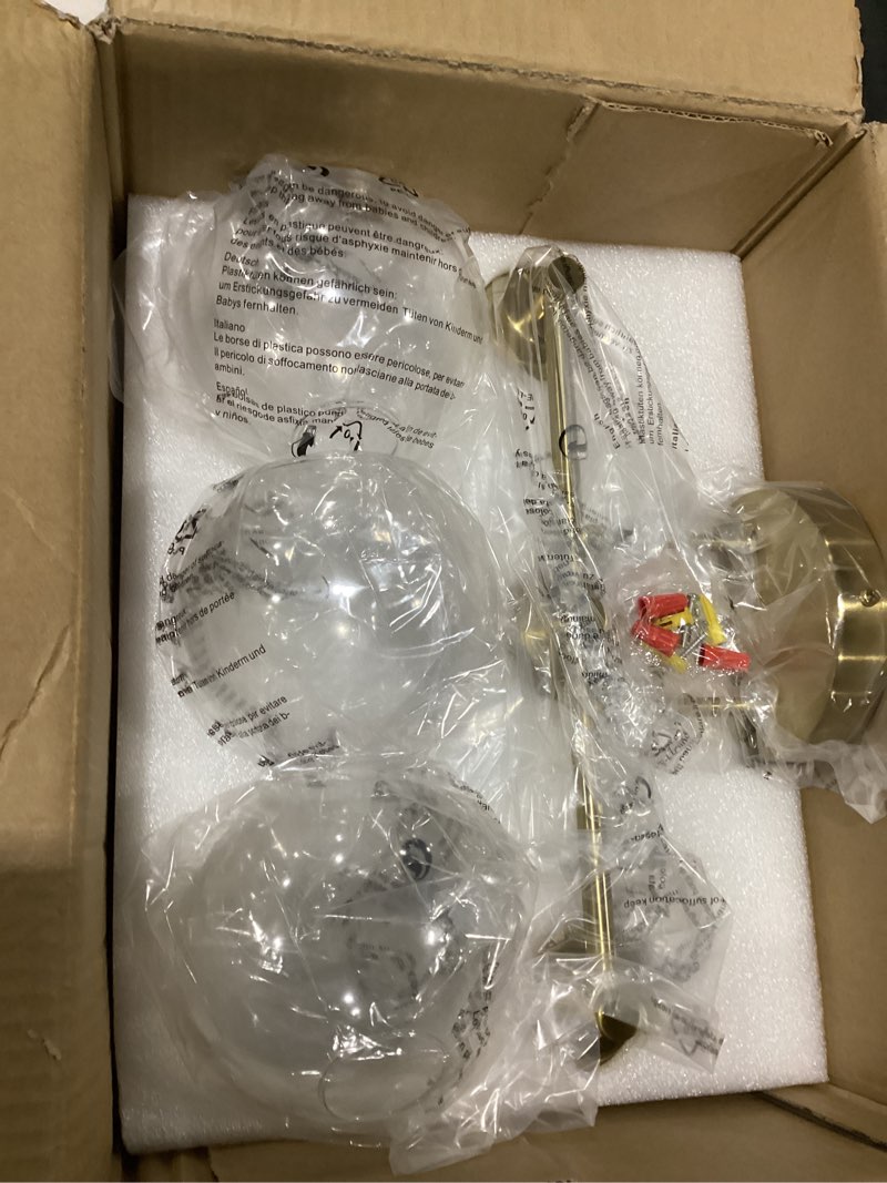 Condition photo showing Good Condition for vonluce semi flush mount ceiling light, 13.8" ceiling light fixture with clear glass shade, e26 base, 3-bulb industrial lighting fixture for hallway entryway bedroom, brushed gold, etl certificated gold 13.8 inch