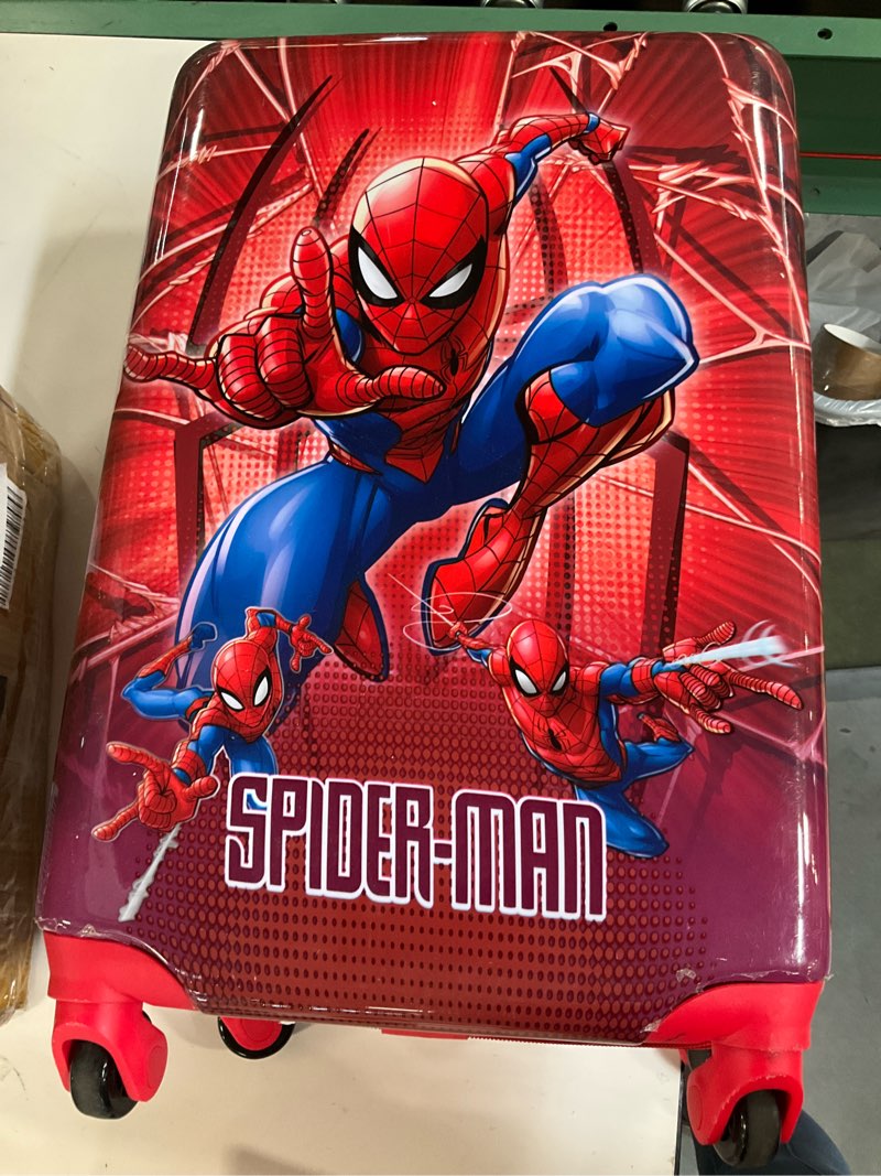 ful marvel spider-man 22 inch carry on luggage, hardshell rolling suitcase with spinner wheels, red, 22.5 x 14.5 x 9.5 inches