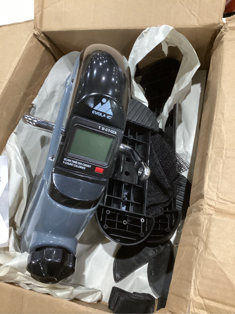 Condition photo showing As Is for portable pedal exercise mini exercise bike portable home office pedal exerciser arm and leg cardio trainer workout machine adjustable resistance with lcd display