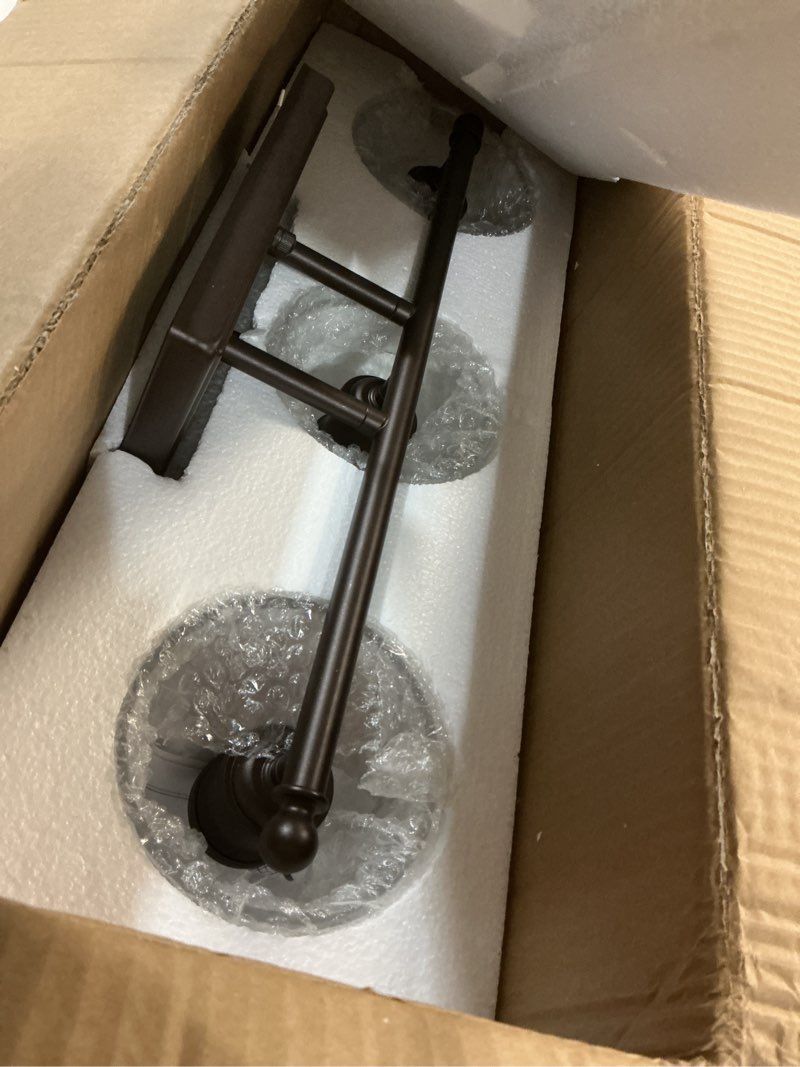 Condition photo showing Good Condition for zeyu 3-Light Farmhouse Vanity Light Over Mirror, 21-inch Bathroom Light Fixtures with Hammered Glass Lampshade, Oil Rubbed Bronze Finish, ZJF63B-3W ORB Oil-Rubbed Bronze 3-Light