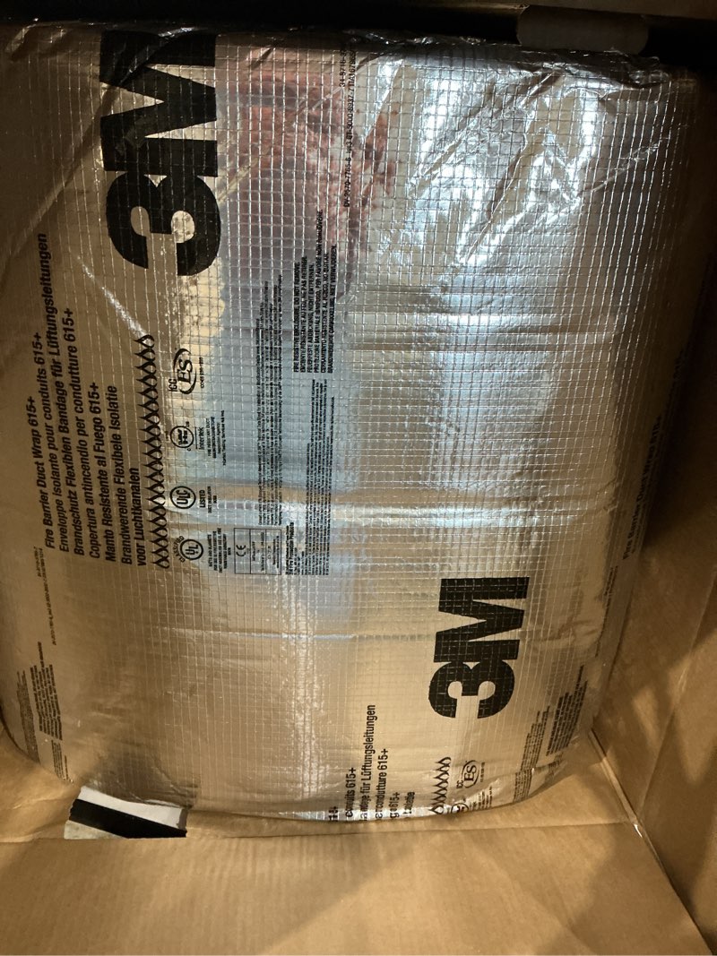 Condition photo showing New/Like New for 3m talc fire barrier duct wrap 615+ - for ventilation ducts and commercial kitchen grease ducts - 24 inch x 25 feet, 1 roll