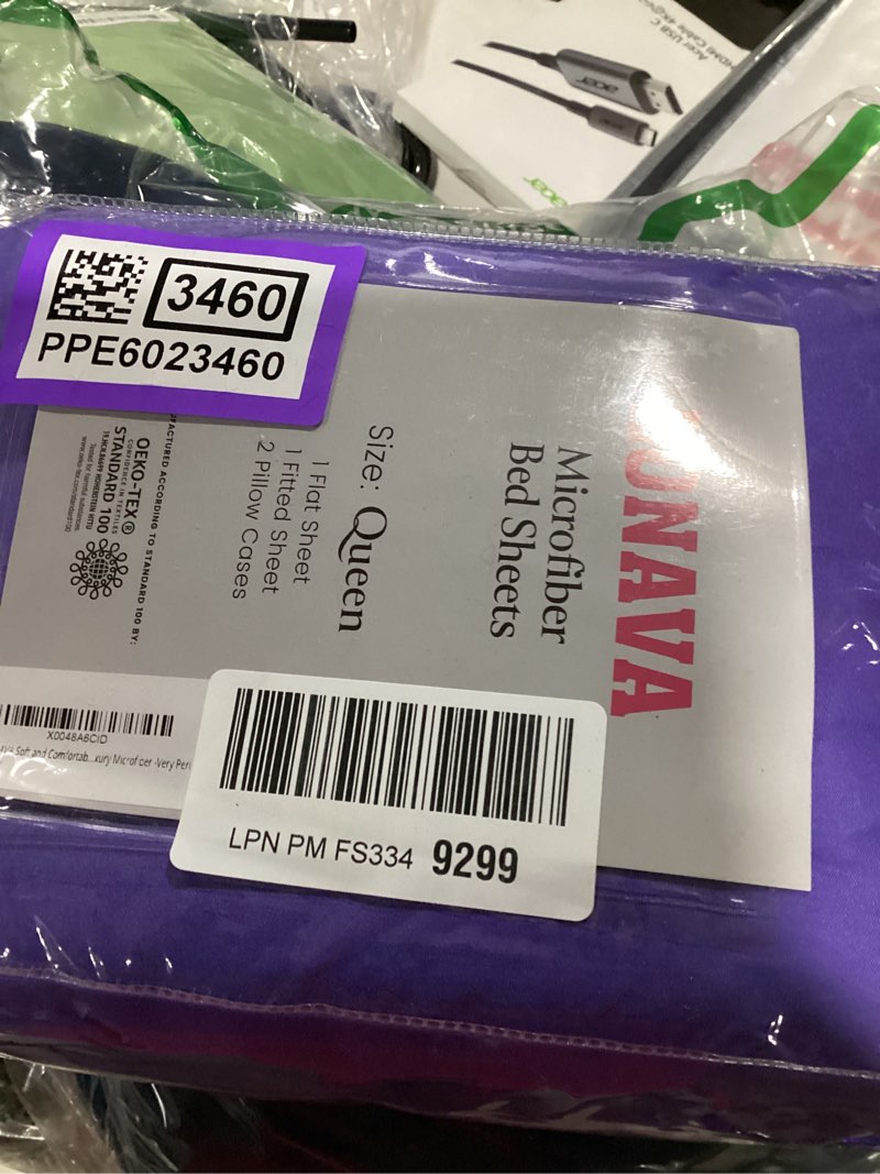 Condition photo showing Good Condition for lonava queen sheet set 4 pieces,purple ultra soft & breathable microbifer sheets, 1600 thread count hotel luxury oeko-tex bed sheets, 14-16 inch deep pocket durable wrinkle free sheets violet purple queen(4pc)