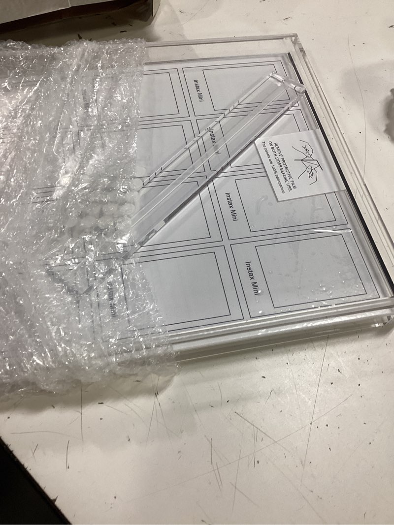 Condition photo showing Good Condition for elil polaroid & fujifilm instax frame – clear acrylic floating picture frame 11.8" x 10.2" holds 8x10 photo or 12 instax mini polaroid go prints double-sided collage display for wedding & graduation clear large x1