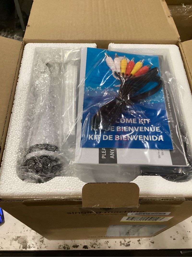 Condition photo showing New/Like New for Singing Machine Portable Karaoke Machine for Adults & Kids with Wired Microphone, White - Built-In Speaker, Bluetooth with LED Disco Lights - Karaoke System with CD+G Player & USB Connectivity White Home Karaoke