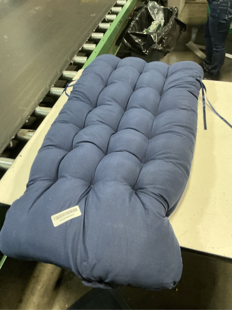 Condition photo showing As Is for sun lounger chair cushions, 67-inch lounge chaise cushion sun lounger mattress with non-slip back elastic sleeve for garden outdoor/indoor/sofa/tatami/car seat/bench (navy blue)