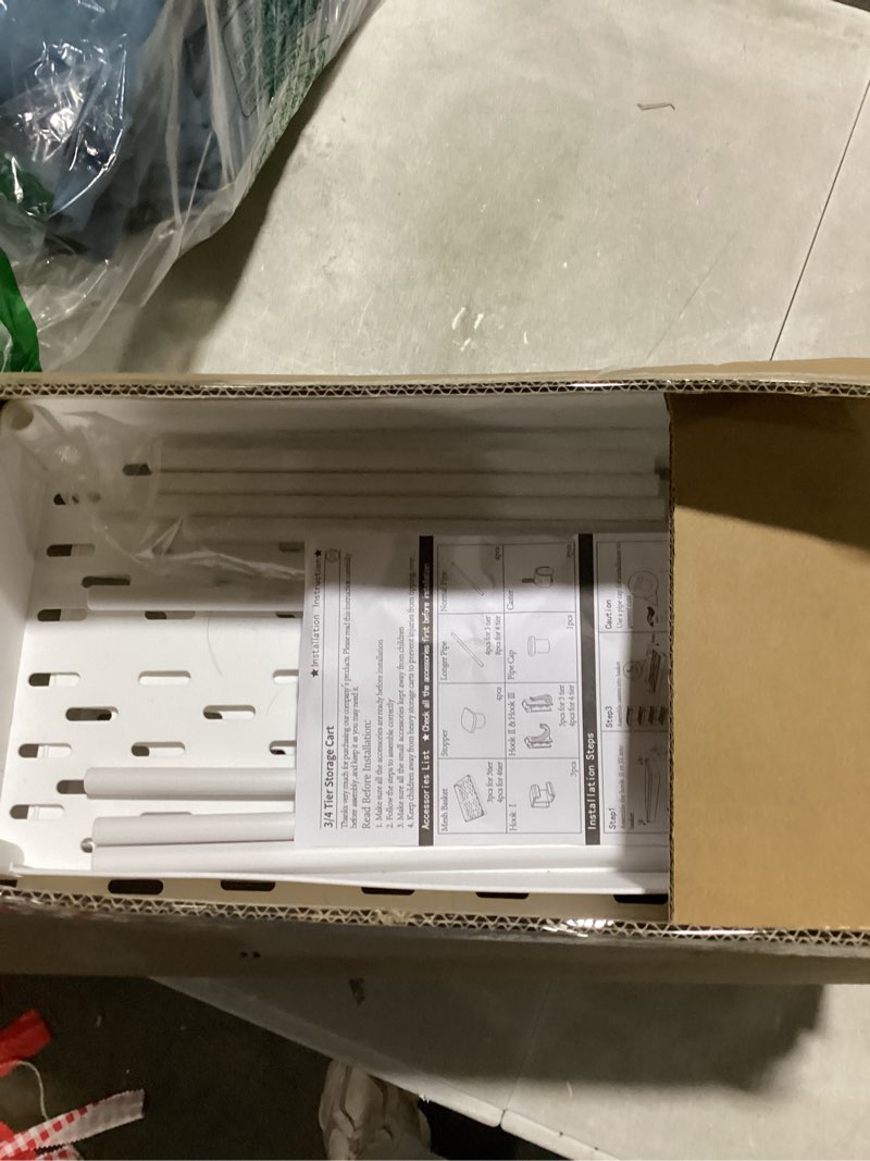 Condition photo showing New/Like New for spacekeeper storage rolling cart, 3 tier laundry room organization utility cart bathroom organizer mobile shelving unit shelves multi-functional trolley, white 3 tier white