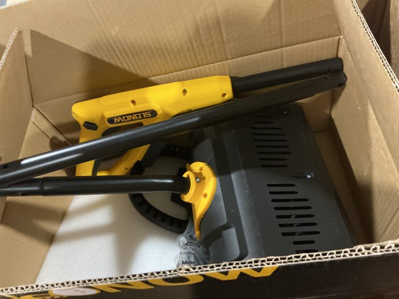 Condition photo showing As Is for 40V Cordless Snow Shovel, 13 Inch 4.0Ah Electric Snow Shovel with Directional Plate, Brushless Cordless Snow Blower for Pathway, Patio, Deck, Driveway, Blue