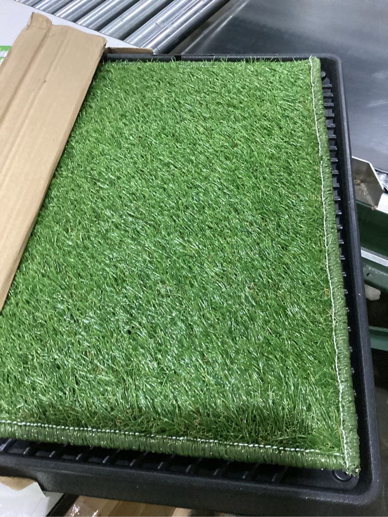Condition photo showing New/Like New for Hompet Dog Grass Pad with Tray Large, Puppy Turf Potty Reusable Training Pads with Pee Baffle, Artificial Grass Patch for Indoor and Outdoor Use, Ideal for Small and Medium Dogs (30"×20") 30" x 20" x 2.5"