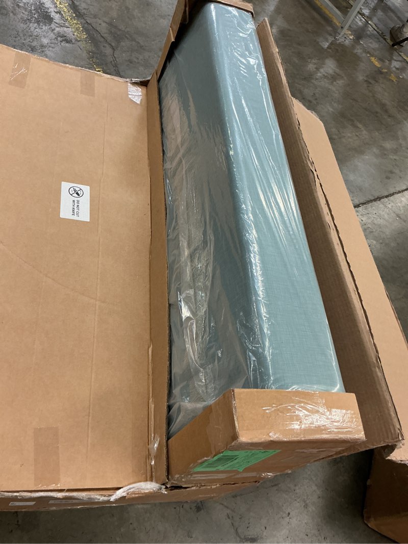 Condition photo showing New/Like New for Factory Direct Partners FDP Pro Series Upholstered Armless Mobile Sofa with Locking Casters for Portability Commercial Seating for Hotel Lobby, Office, Restaurant, Waiting Room, Home - Sky Blue No Tech Sky Blue Crosshatch