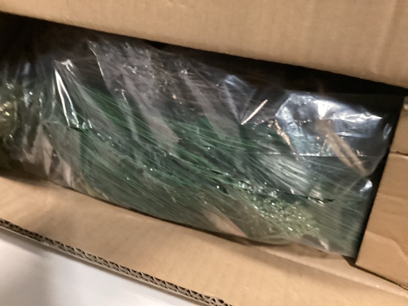 Condition photo showing Good Condition for Christmas Lighted Wreath for Front Door, 28 Inches Pre-Lit 35 LED Lights Silvery Artificial Holiday Wreath with Silver Ornaments for Indoor Outdoor Home Decorations Silver & Green