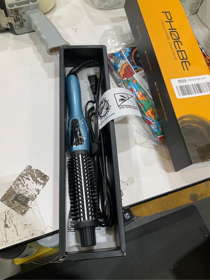 Condition photo showing Good Condition for phoebe curling iron brush anti-scald bristles instant heat up dual voltage ceramic tourmaline ionic hair curling wand for all hair types (1 inch)