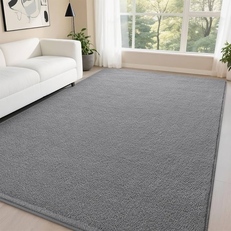 Grey Washable Area Rug for Bedroom Living Room, Modern Geometric Shag Non-Slip Rugs, Fluffy Plush Soft Memory Foam Carpet for Kids Boys Room Nursery Decor (SIMILAR TO STOCK PHOTO)
