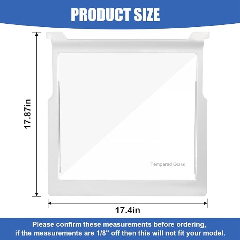 glass shelf compatible with kenmore, whirlpool refrigerator parts shelf replacement part
