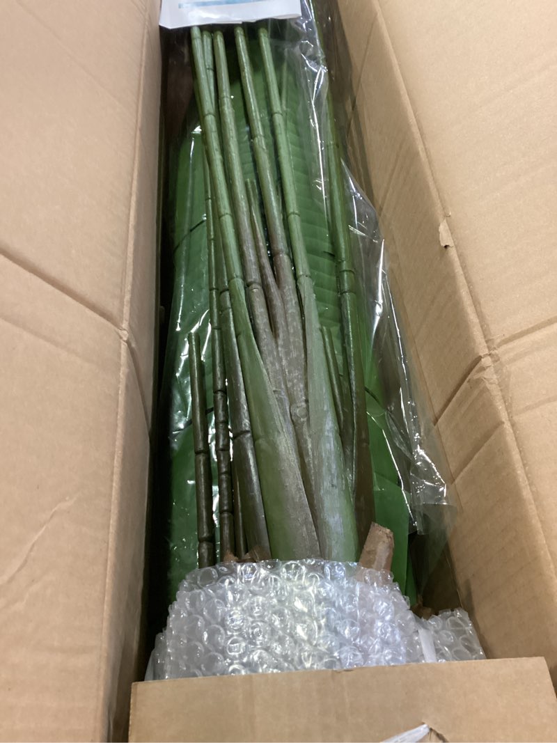 Condition photo showing Good Condition for artificial bird of paradise plant 7 ft fake banana leaf plant faux tree decor large fake plants realistic indoor outdoor tall floor plant for living room, office decor