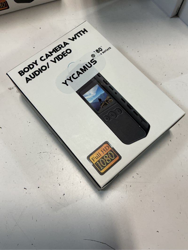 Condition photo showing New/Like New for body cam, mini bodycam 1080p with 180° rotating lens, police body cam, wearable camera with 8hr battery & night vision, personal body camera with multifunctional accessories