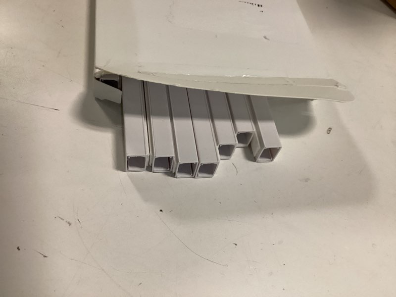 Condition photo showing Good Condition for Yecaye Cord Hider, One-Cord Cable Concealer, Cord Covers for Wires on Wall, Easy Install Cable Management Kit for 2 Small Wires, Cables Raceway Home Office, W0.59in H0.4in, White Small White