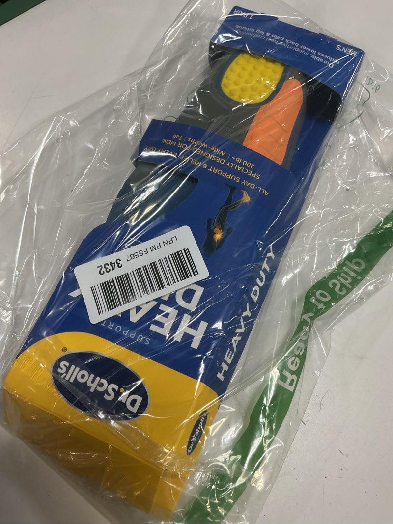 Condition photo showing New/Like New for Dr. Scholl's Heavy Duty Support Insole Orthotics, Big & Tall, 200lbs+, Wide Feet, Shock Absorbing, Arch Support, Distributes Pressure, Trim to Fit Inserts, Work Boots & Shoes, Men Size 8-14, 1 Pair 1 Count (Pack of 1)