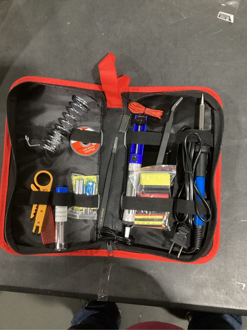 Condition photo showing Good Condition for soldering iron kit, 60w soldering iron, 5 soldering iron tips, 21-in-1 adjustable temperature, solder wire, stand, desoldering pump, soldering welding iron kit for electronics hobby diy 110v us plug black and red