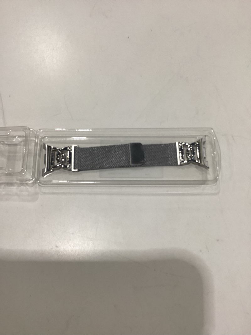 Condition photo showing New/Like New for adorve metal strap compatible with galaxy watch 8 band 40mm 44mm, galaxy watch 8 classic band 46mm, milanese magnetic no gap strap for samsung watch bands for women with unique design silver