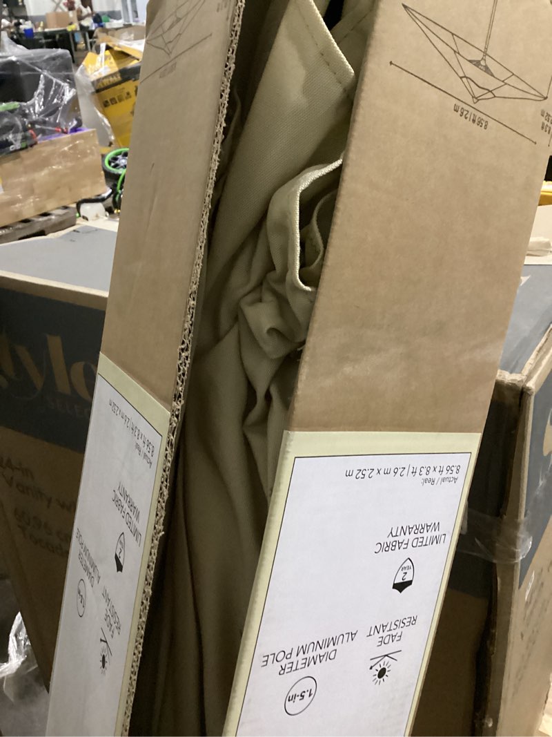 Condition photo showing Good Condition for allen + roth 9-ft aluminum tan slide-tilt market patio umbrella