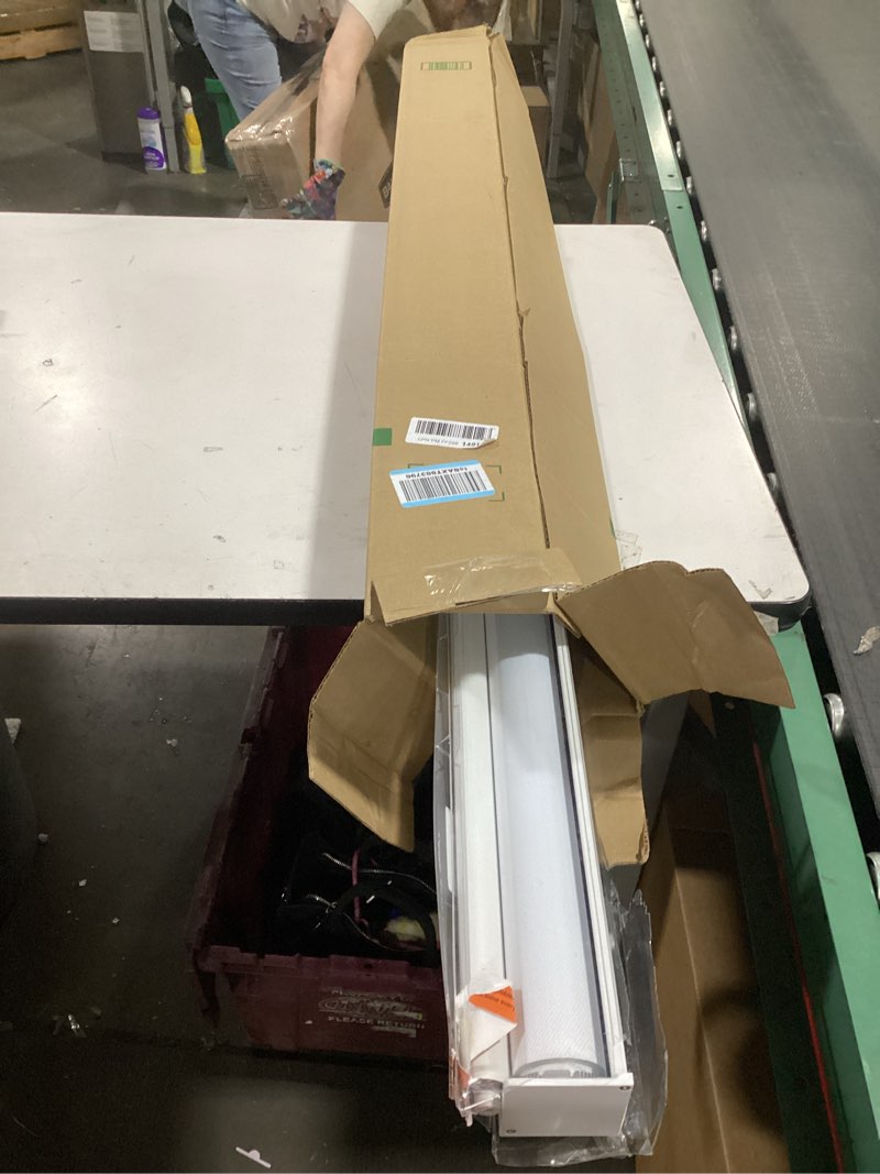 Condition photo showing New/Like New for AOSKY Cordless Zebra Blinds for Windows Pull Down Roller Window Shades Dual Layer Light Filtering Privacy for Day and Night, Free-Stop Door Shades for Home Easy to Install (54" W X 72" H, White) 54"W x 72"H White