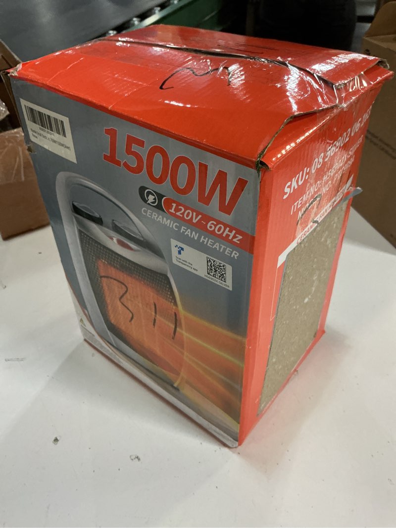 Condition photo showing New/Like New for kismile small electric space heater,portable ceramic space heater fan for office with adjustable thermostat and overheat protection etl listed for kitchen, 750w/1500w(silver) silver-built-in handle