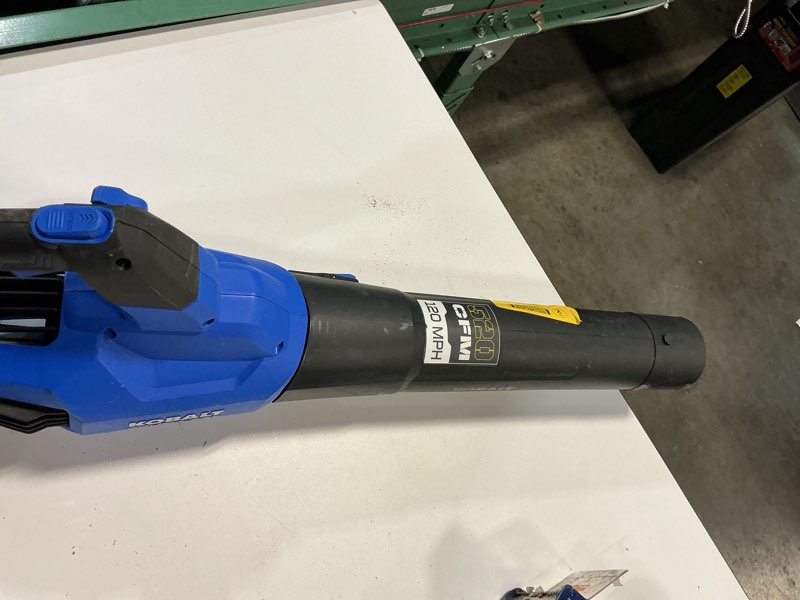 Condition photo showing As Is for kobalt gen4 40-volt 520-cfm 120-mph battery handheld leaf blower 