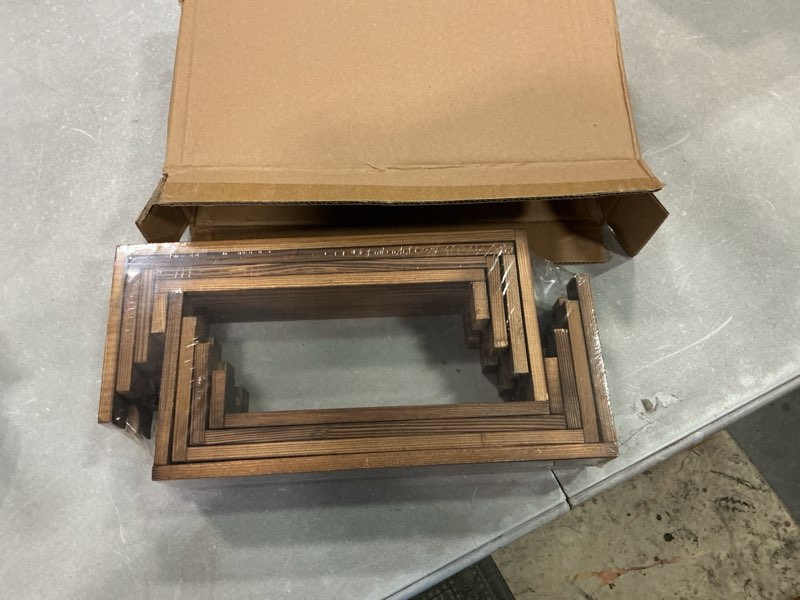 Condition photo showing New/Like New for 2 set wooden tiered risers display stands for vendor events,stackable wooden cupcake display stand,farmhouse decor wood dessert table display set,vendor booth display items,food display risers for party?12-11.2-10.4-9.6in? 2pack-dark brown