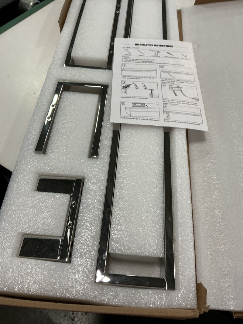 Condition photo showing Good Condition for TNOMS 4-Pieces Bathroom Hardware Set, Polished Chrome Towel Bar Set, Wall Mounted Stainless Steel Bathroom Hardware Accessories Set, 23.6 inch