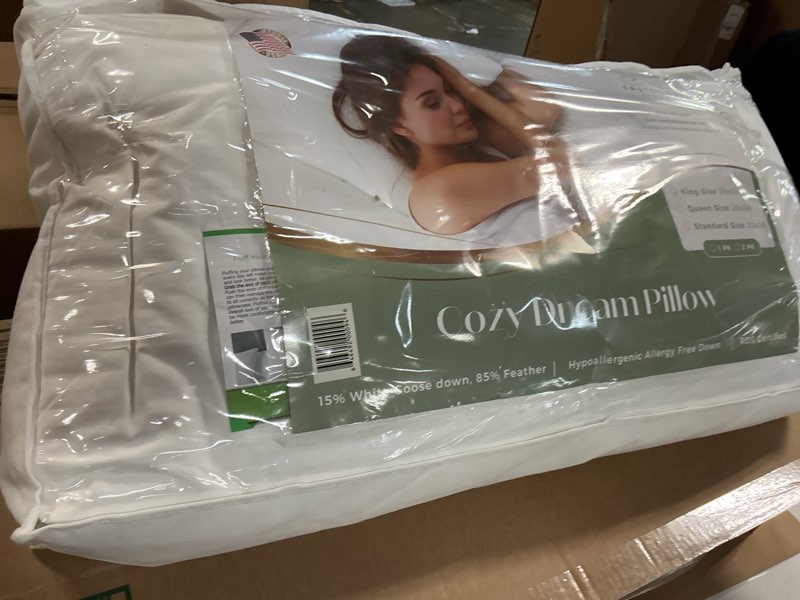 Condition photo showing Good Condition for Cozy Dream Goose Feather and Down Pillows - RDS Certified, 100% Cotton Cover, Hotel Collection, Bed Sleeping, Medium Support, King 15/85 Feather & Down Pillows King (Pack of 1)