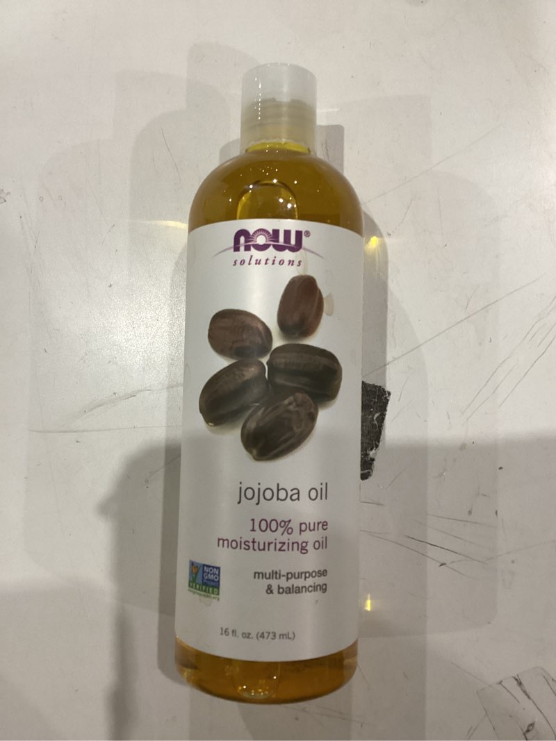 Condition photo showing Good Condition for now foods solutions, jojoba oil, 100% pure moisturizing, multi-purpose oil for face, hair and body, 16-ounce 16 fl oz (pack of 1)