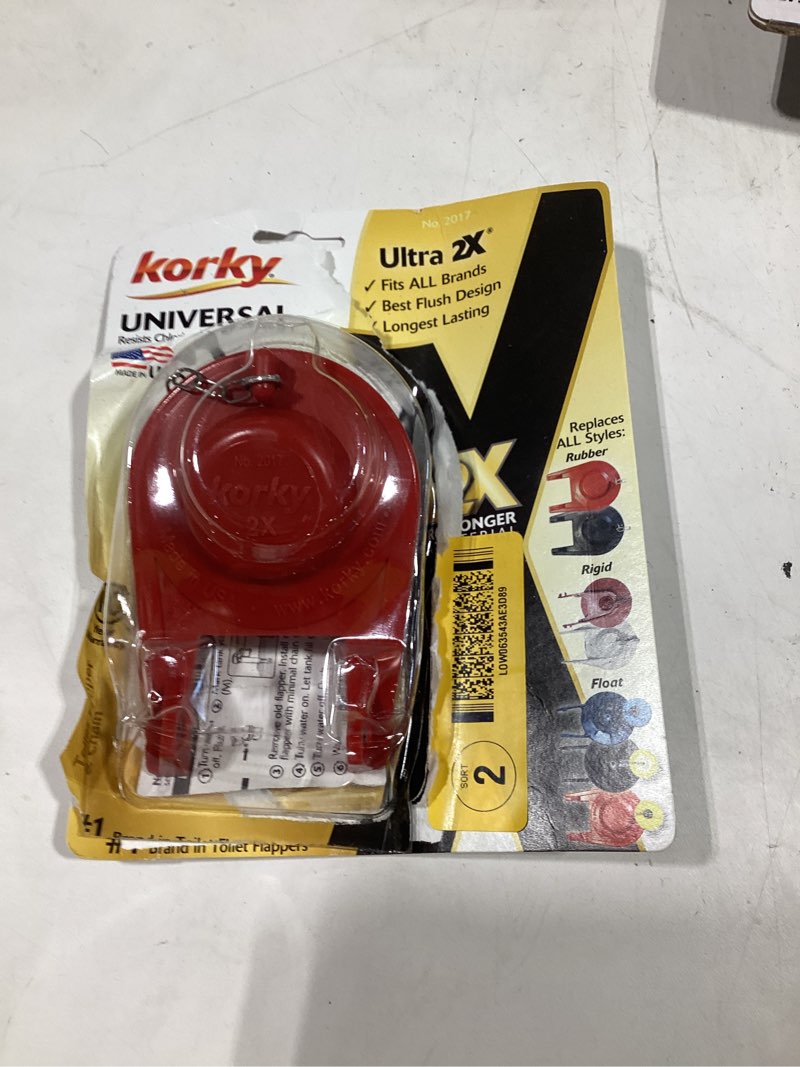 Condition photo showing As Is for korky ultra 2x 2-in rubber toilet flapper