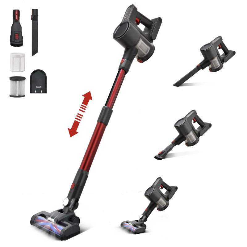 Cordless Vacuum Cleaner, Powerful Brushless Motor, 6-in-1 Lightweight Vacuum Cleaner, Wall-Mounted with LED Display and Motor Mop Light for Pet Hair/Hardwood Floors/Cars?Gray