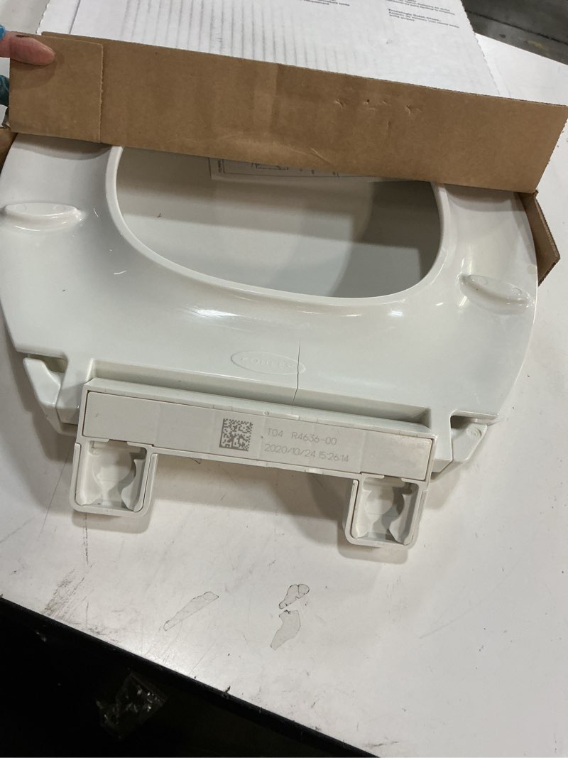 Condition photo showing As Is for KOHLER 24764-RL-0 Rutledge Nightlight ReadyLatch Slow Close Toilet Seat, Elongated, Quiet-Close Lid and Seat, Grip-Tight Bumpers, White Elongated White Nightlight