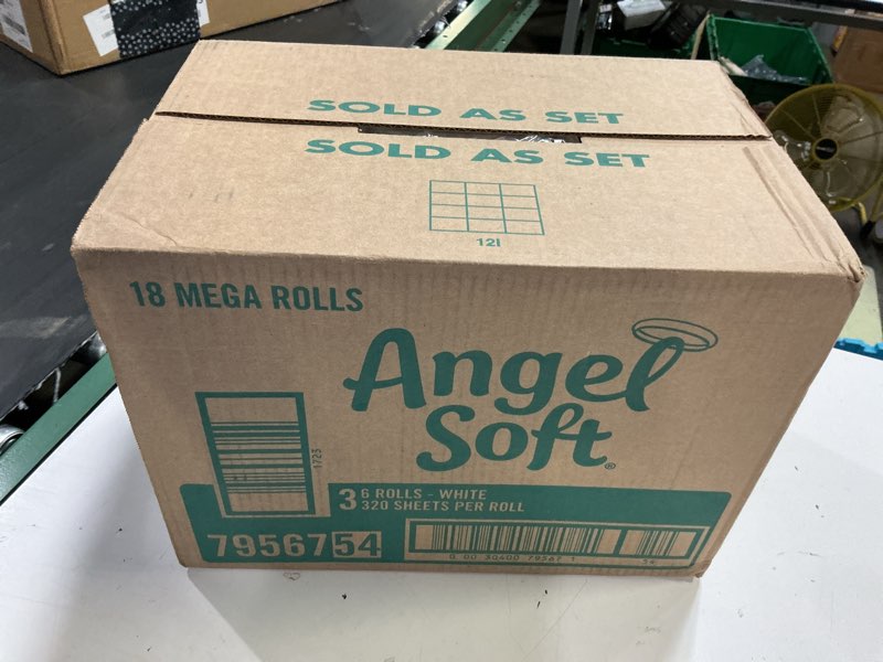 Condition photo showing New/Like New for angel soft toilet paper, 18 mega rolls = 72 regular rolls, soft and strong toilet tissue