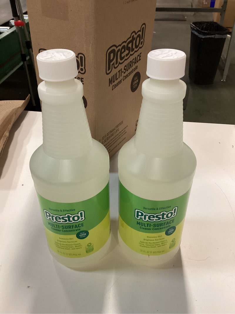 Condition photo showing New/Like New for Amazon Brand - Presto! Multi-Surface Cleaner Concentrate, 2X Concentrated Formula, Lemon Scent, 32 fl oz (Pack of 2)
