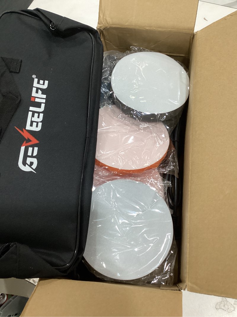 Condition photo showing New/Like New for GEVEELIFE Buffer Polisher, 6 Inch/7 Inch 1600W Rotary Car Buffer Polisher Waxer, 7 Variable Speed 1000-3500 RPM, Detachable Handle for Car, Boat Sanding, Polishing, Waxing Black