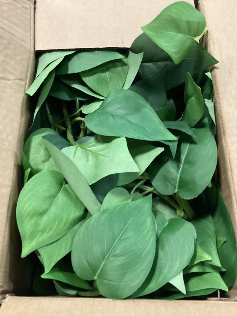 Condition photo showing Good Condition for alyptus Fake Pothos Hanging Plants – 33" Set of 2 Faux Ivy Vines with Pots Realistic Silk Devil’s Ivy for Indoor Décor Low Maintenance Artificial House Plants for Home Bathroom or Office - Green Green Pothos